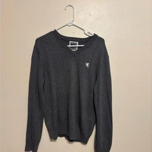 Express Gray V-Neck Sweater Timeless Knit Design